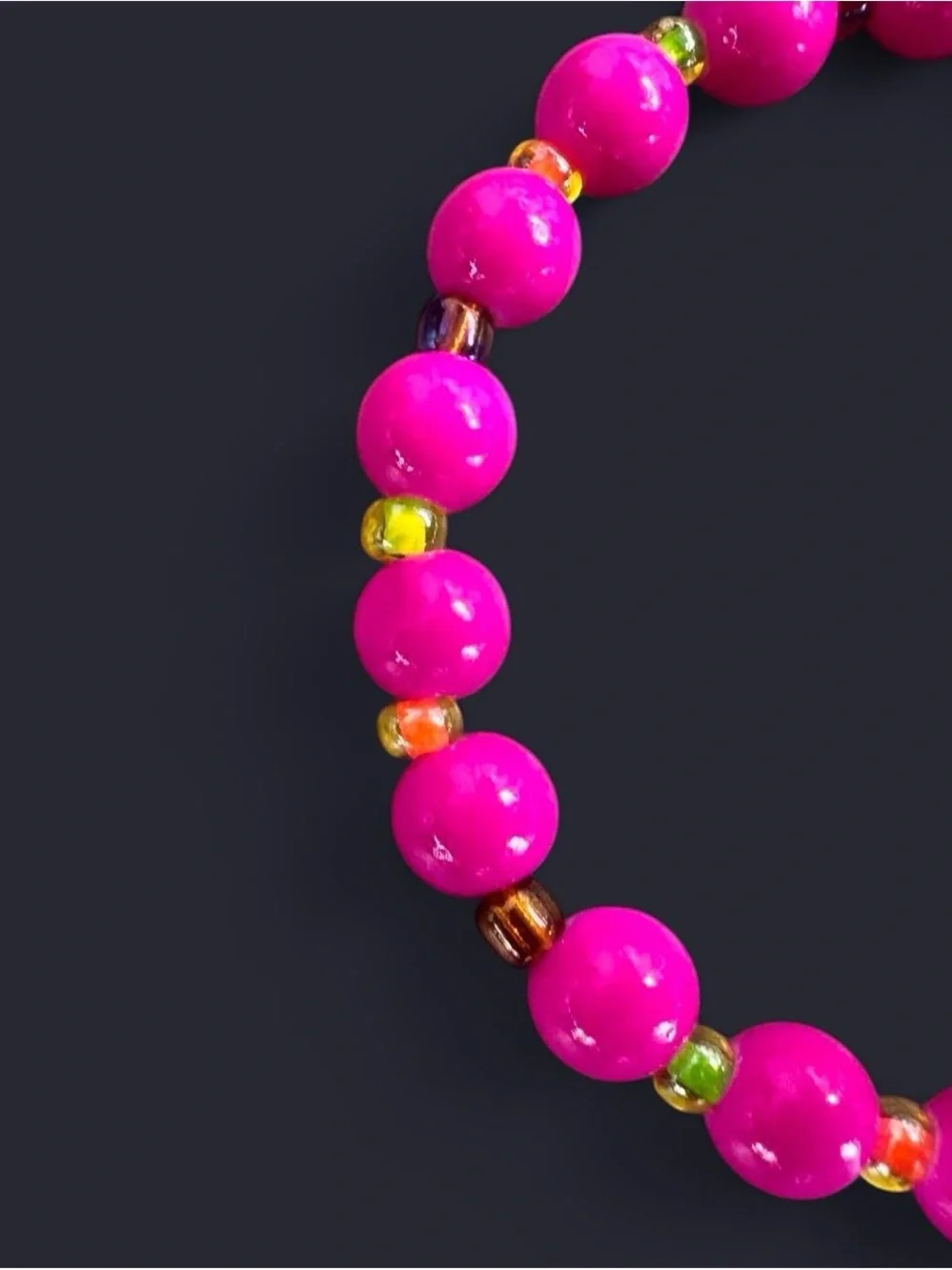Pink Riot Glass Bead Bracelet